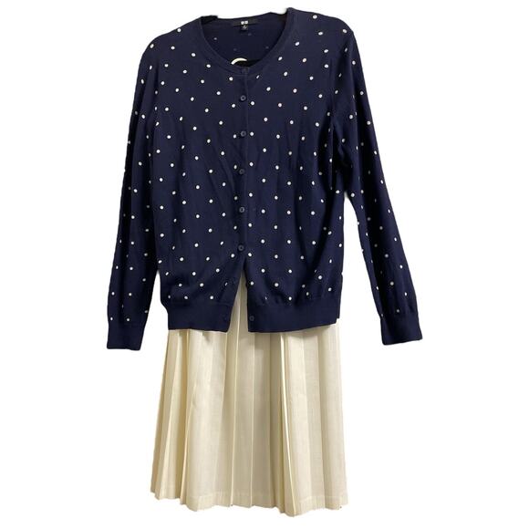 Uniqlo Navy Polka Dot Cardigan Sweater XL - Picture 12 of 15